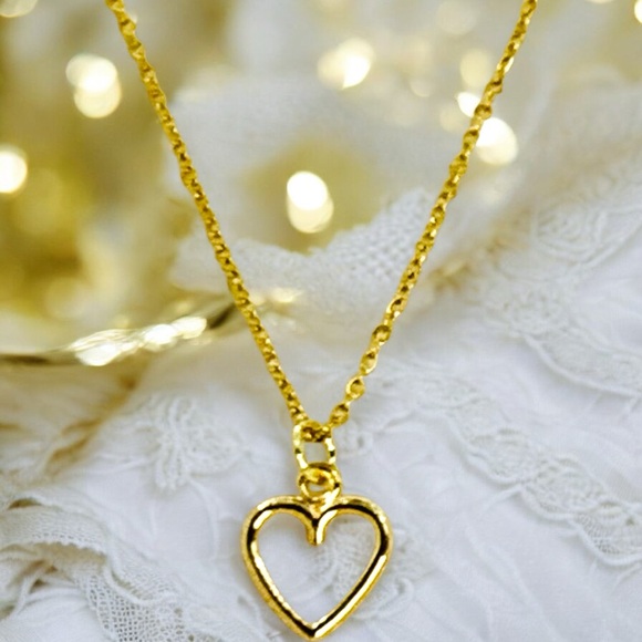 Alaska Wild Rose Designs Jewelry - Open Heart Pendant Necklace Gold Overlaying Steel Valentine